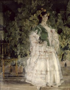 カルメンとしてのマリア・クスネツォワ=ベノワの肖像、1908年（キャンバスにテンペラとパステル）